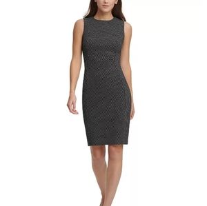NWT Calvin Klein Gold Square Polka Dot Sheath Dress